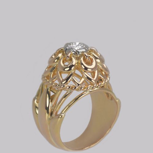 vintage cartier diamond ring 18ct gold dress ring cartier paris cocktail ring - CATEGORY: ANTIQUE JEWELLERY - DATED 1960