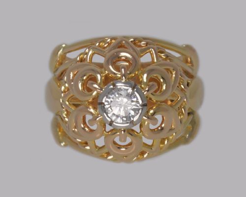 VINTAGE CARTIER DIAMOND RING 18CT GOLD DRESS RING CARTIER PARIS COCKTAIL RING - ADDITIONAL PHOTO 1