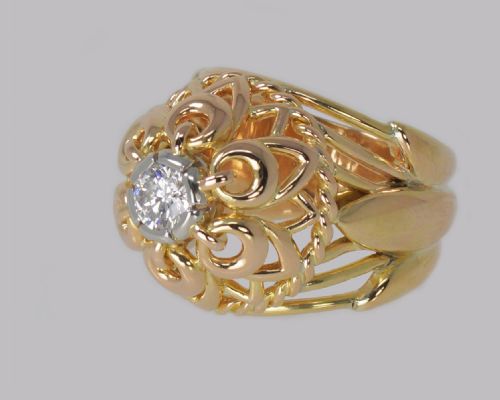 VINTAGE CARTIER DIAMOND RING 18CT GOLD DRESS RING CARTIER PARIS COCKTAIL RING - ADDITIONAL PHOTO 2