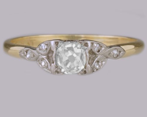 ANTIQUE OLD CUT DIAMOND 18CT GOLD PLAT SOLITAIRE EDWARDIAN ENGAGEMENT RING - ADDITIONAL PHOTO 3