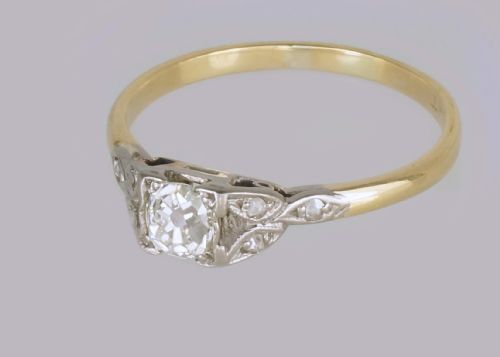 ANTIQUE OLD CUT DIAMOND 18CT GOLD PLAT SOLITAIRE EDWARDIAN ENGAGEMENT RING - ADDITIONAL PHOTO 9
