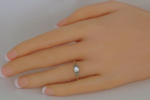ANTIQUE OLD CUT DIAMOND 18CT GOLD PLAT SOLITAIRE EDWARDIAN ENGAGEMENT RING - ADDITIONAL PHOTO 10