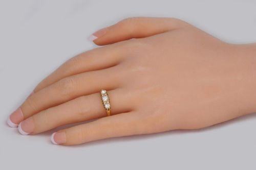 OLD MINE CUT ROSE CUT DIAMOND TRILOGY RING VINTAGE 18CT GOLD ENGAGEMENT RING - ADDITIONAL PHOTO 5