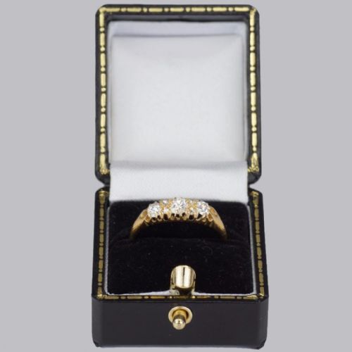 OLD MINE CUT ROSE CUT DIAMOND TRILOGY RING VINTAGE 18CT GOLD ENGAGEMENT RING - ADDITIONAL PHOTO 8