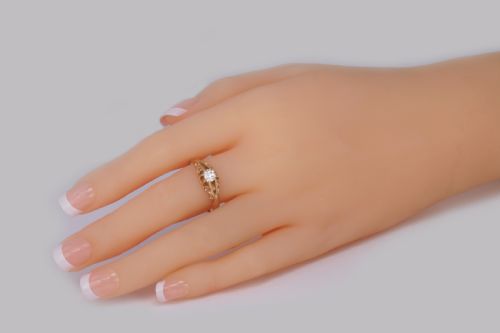 ANTIQUE 05CT OLD CUT DIAMOND 18CT GOLD EDWARDIAN SOLITAIRE RING 1908 SIZE V 12 - ADDITIONAL PHOTO 2