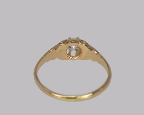 ANTIQUE 05CT OLD CUT DIAMOND 18CT GOLD EDWARDIAN SOLITAIRE RING 1908 SIZE V 12 - ADDITIONAL PHOTO 5