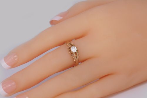 ANTIQUE 05CT OLD CUT DIAMOND 18CT GOLD EDWARDIAN SOLITAIRE RING 1908 SIZE V 12 - ADDITIONAL PHOTO 6