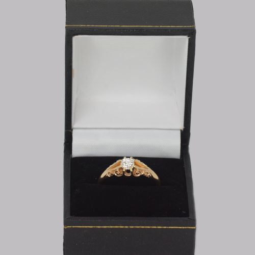 ANTIQUE 05CT OLD CUT DIAMOND 18CT GOLD EDWARDIAN SOLITAIRE RING 1908 SIZE V 12 - ADDITIONAL PHOTO 7