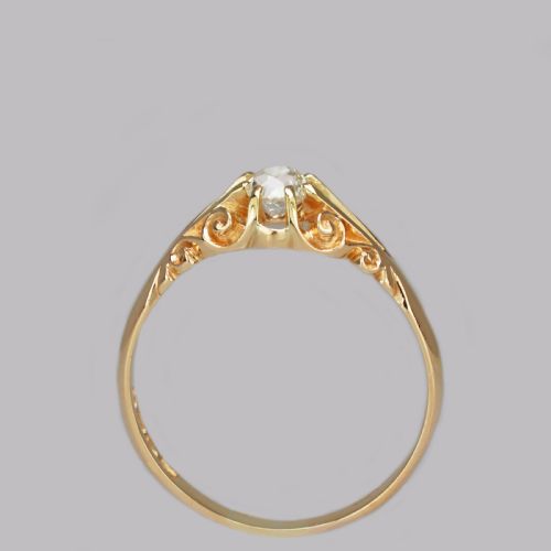 ANTIQUE 05CT OLD CUT DIAMOND 18CT GOLD EDWARDIAN SOLITAIRE RING 1908 SIZE V 12 - ADDITIONAL PHOTO 8