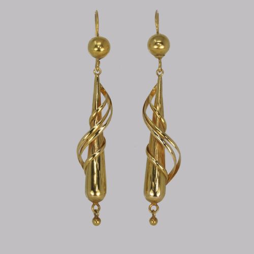 VICTORIAN 18CT GOLD DROP EARRINGS ANTIQUE 2 12 LONG DANGLING EARRINGS CIRCA1880 - ADDITIONAL PHOTO 1