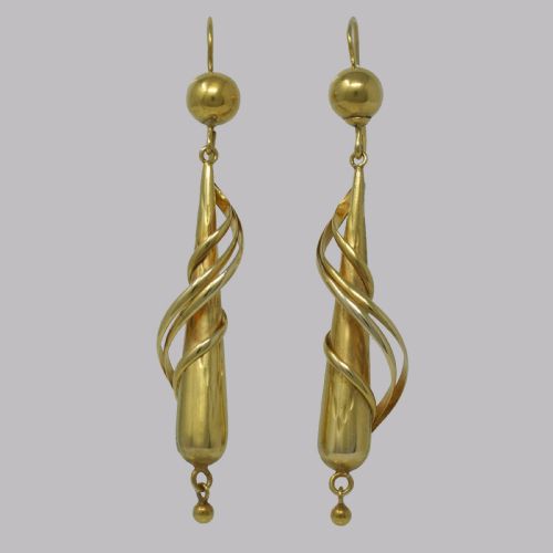 VICTORIAN 18CT GOLD DROP EARRINGS ANTIQUE 2 12 LONG DANGLING EARRINGS CIRCA1880 - ADDITIONAL PHOTO 2