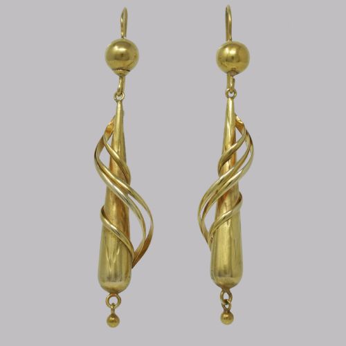 VICTORIAN 18CT GOLD DROP EARRINGS ANTIQUE 2 12 LONG DANGLING EARRINGS CIRCA1880 - ADDITIONAL PHOTO 3