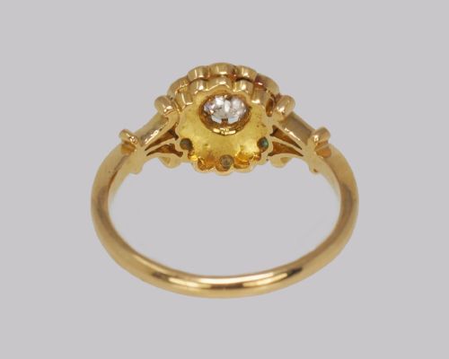 ANTIQUE DIAMOND PEARL EMERALD CLUSTER RING EDWARDIAN GOLD HALLMARKED 1910 - ADDITIONAL PHOTO 9