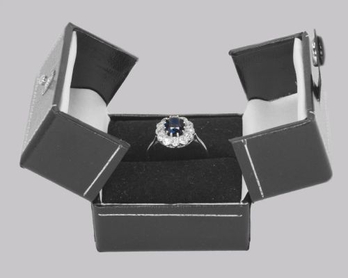 EDWARDIAN SAPPHIRE OLD CUT DIAMOND CLUSTER RING VINTAGE 18CT GOLD PLATINUM RING - ADDITIONAL PHOTO 9