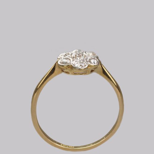 EDWARDIAN DIAMOND CLUSTER RING 1920S 18CT GOLD 065CT OLD CUT DIAMOND ANTIQUE DAISY RING - ADDITIONAL PHOTO 7