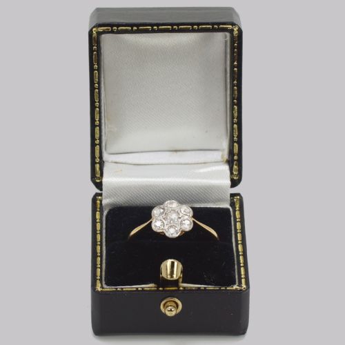 EDWARDIAN DIAMOND CLUSTER RING 1920S 18CT GOLD 065CT OLD CUT DIAMOND ANTIQUE DAISY RING - ADDITIONAL PHOTO 8