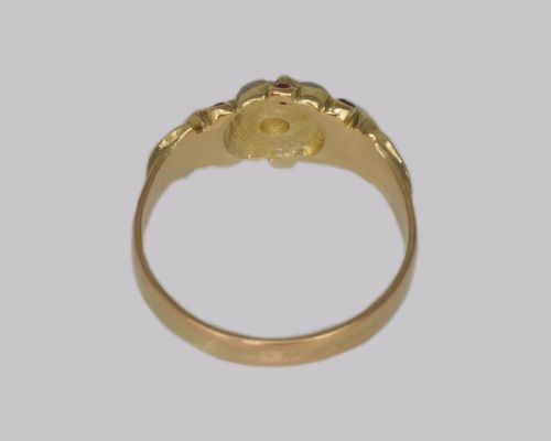 VICTORIAN RUBY PEARL RING ANTIQUE 18CT GOLD CLUSTER RING CIRCA 1880 - ADDITIONAL PHOTO 7
