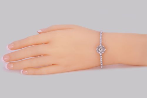 JAEGERLECOULTRE DIAMOND BRACELET WATCH LADIES VINTAGE 18CT GOLD 1950'S WATCH - ADDITIONAL PHOTO 2