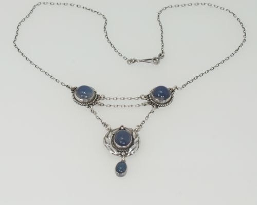 ARTS CRAFT CHALCEDONY NECKLACE SILVER EDITH STEWART VICTORIAN PENDANT CIRCA 1900 - ADDITIONAL PHOTO 2