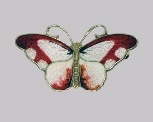 norwegian butterfly brooch hroar prydz silver enamel jens jensen norway brooch - CATEGORY: ANTIQUE JEWELLERY - DATED 1950