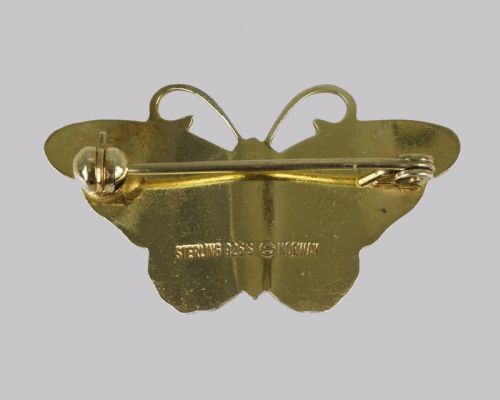 NORWEGIAN BUTTERFLY BROOCH HROAR PRYDZ SILVER ENAMEL JENS JENSEN NORWAY BROOCH - ADDITIONAL PHOTO 2