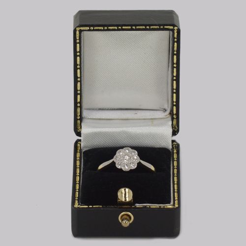 ANTIQUE 18CT GOLD DIAMOND CLUSTER RING VINTAGE EDWARDIAN PLATINUM DAISY RING - ADDITIONAL PHOTO 8
