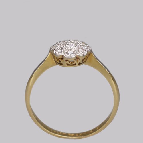 ANTIQUE 18CT GOLD DIAMOND CLUSTER RING VINTAGE EDWARDIAN PLATINUM DAISY RING - ADDITIONAL PHOTO 9