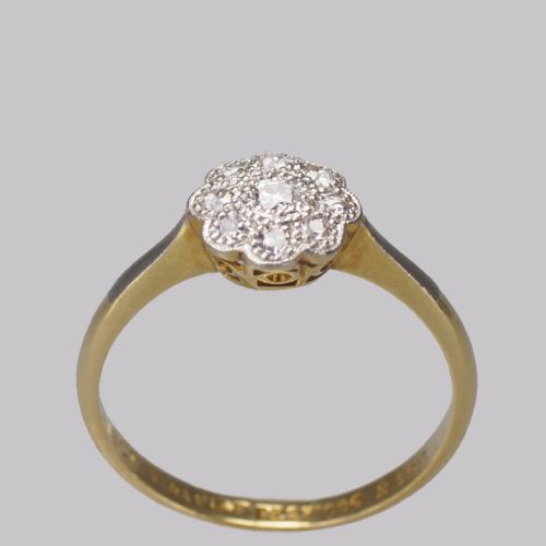 ANTIQUE 18CT GOLD DIAMOND CLUSTER RING VINTAGE EDWARDIAN PLATINUM DAISY RING - ADDITIONAL PHOTO 10