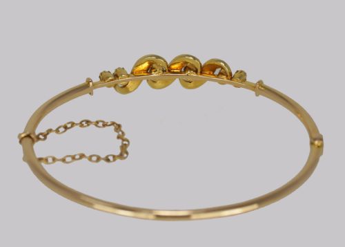 VICTORIAN TURQUOISE PEARL BANGLE ANTIQUE 15CT GOLD BRACELET WITH ORIGINAL BOX CIRCA 1900 - ADDITIONAL PHOTO 12