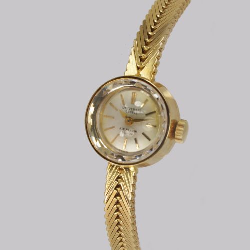 VINTAGE 18CT GOLD BRACELET WATCH UNIVERSAL GENEVE J W BENSON LADIES 1960S WATCH - ADDITIONAL PHOTO 1