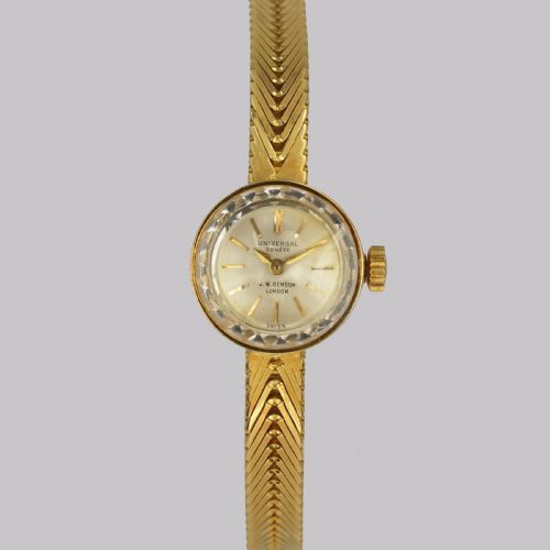 VINTAGE 18CT GOLD BRACELET WATCH UNIVERSAL GENEVE J W BENSON LADIES 1960S WATCH - ADDITIONAL PHOTO 17