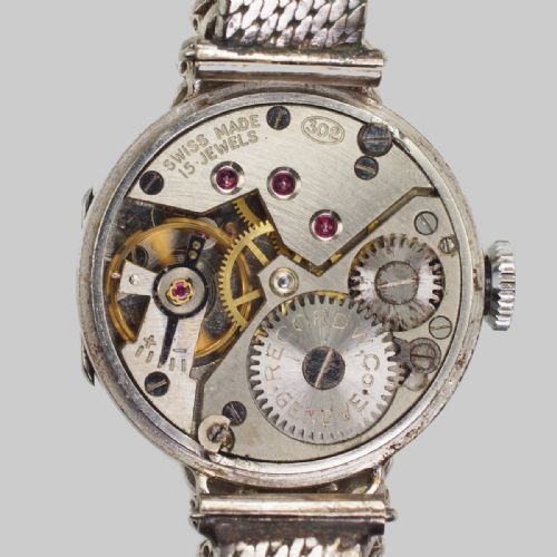DIAMOND BRACELET WATCH LADIES VINTAGE RECORD PLATINUM GOLD 100CT DIAMOND WATCH - ADDITIONAL PHOTO 10