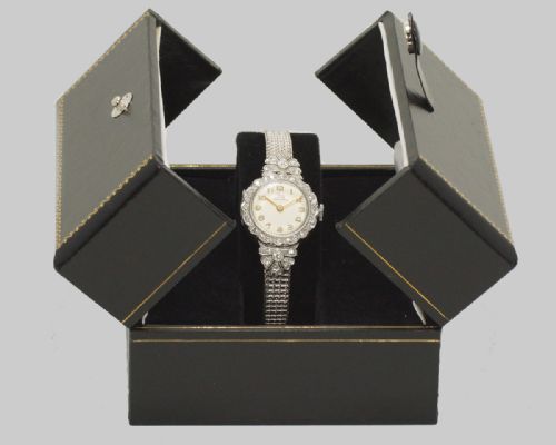 DIAMOND BRACELET WATCH LADIES VINTAGE RECORD PLATINUM GOLD 100CT DIAMOND WATCH - ADDITIONAL PHOTO 12