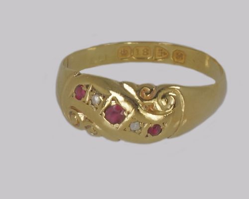ANTIQUE RUBY DIAMOND RING 18CT GOLD EDWARDIAN RING HALLMARKED CHESTER 1902 - ADDITIONAL PHOTO 2