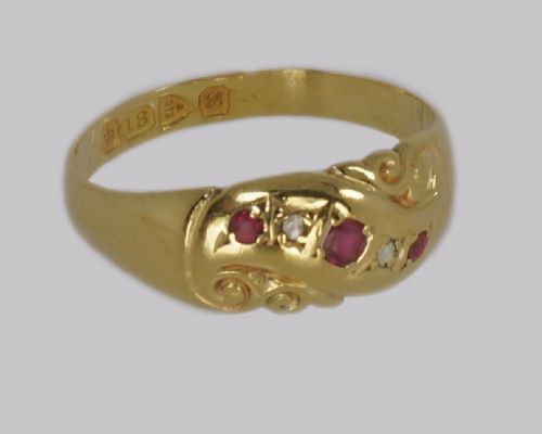 ANTIQUE RUBY DIAMOND RING 18CT GOLD EDWARDIAN RING HALLMARKED CHESTER 1902 - ADDITIONAL PHOTO 3