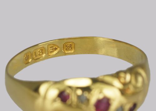 ANTIQUE RUBY DIAMOND RING 18CT GOLD EDWARDIAN RING HALLMARKED CHESTER 1902 - ADDITIONAL PHOTO 5