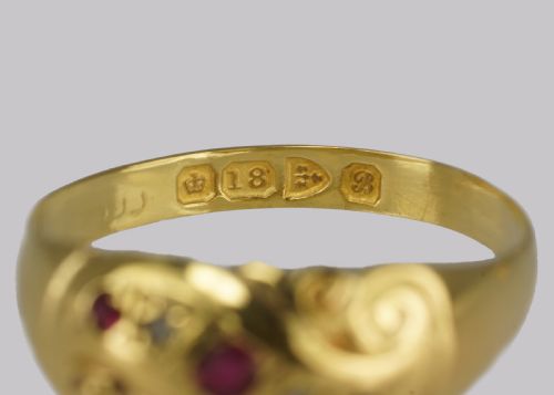 ANTIQUE RUBY DIAMOND RING 18CT GOLD EDWARDIAN RING HALLMARKED CHESTER 1902 - ADDITIONAL PHOTO 6