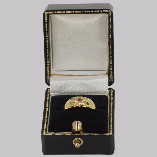 ANTIQUE RUBY DIAMOND RING 18CT GOLD EDWARDIAN RING HALLMARKED CHESTER 1902 - ADDITIONAL PHOTO 9