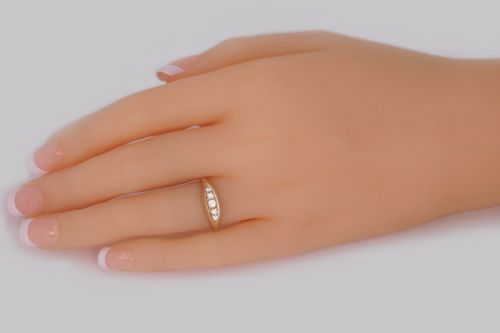 VICTORIAN OLD CUT DIAMOND 18CT GOLD 5 STONE ANTIQUE BOAT RING HALLMARKED BIRMINGHAM 1899 - ADDITIONAL PHOTO 3