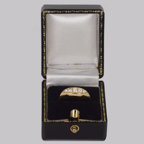 VICTORIAN OLD CUT DIAMOND 18CT GOLD 5 STONE ANTIQUE BOAT RING HALLMARKED BIRMINGHAM 1899 - ADDITIONAL PHOTO 7