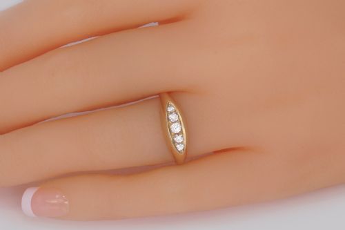 VICTORIAN OLD CUT DIAMOND 18CT GOLD 5 STONE ANTIQUE BOAT RING HALLMARKED BIRMINGHAM 1899 - ADDITIONAL PHOTO 8
