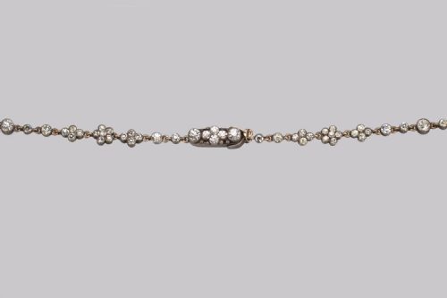 fig 6. Antique Festoon Georgian Necklace Pink & Clear Paste Silver Swag Necklace circa 1800