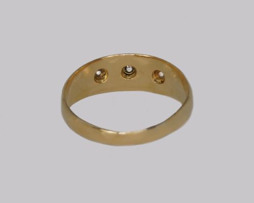 ANTIQUE DIAMOND GYPSY RING 18CT GOLD TRILOGY RING HALLMARKED CHESTER 1907 - ADDITIONAL PHOTO 3