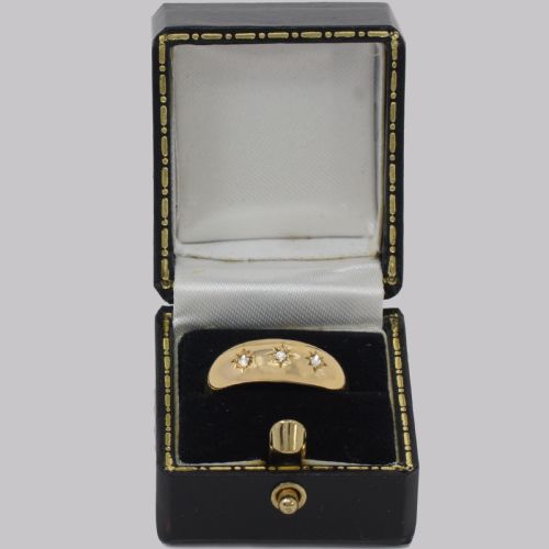 ANTIQUE DIAMOND GYPSY RING 18CT GOLD TRILOGY RING HALLMARKED CHESTER 1907 - ADDITIONAL PHOTO 5