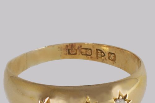 ANTIQUE DIAMOND GYPSY RING 18CT GOLD TRILOGY RING HALLMARKED CHESTER 1907 - ADDITIONAL PHOTO 6