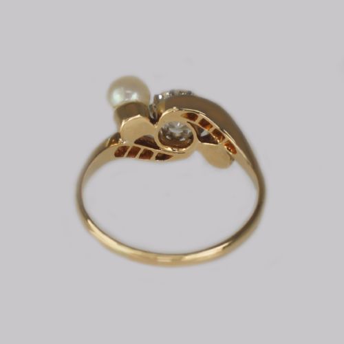 ANTIQUE PEARL OLD CUT DIAMOND TWIST RING 18CT GOLD EDWARDIAN TRILOGY RING CIRCA1910 - ADDITIONAL PHOTO 10