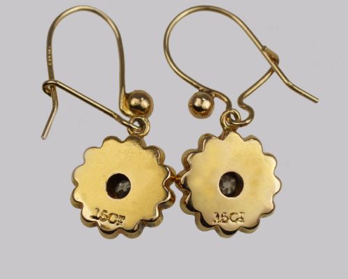 ANTIQUE 15CT GOLD DIAMOND VICTORIAN DROP HOOK ETRUSCAN REVIVAL EARRINGS CIRCA 18701890 - ADDITIONAL PHOTO 2