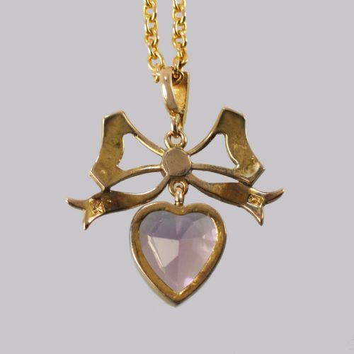 ANTIQUE SEED PEARL AMETHYST PENDANT 15CT GOLD VICTORIAN EDWARDIAN NECKLACE - ADDITIONAL PHOTO 9