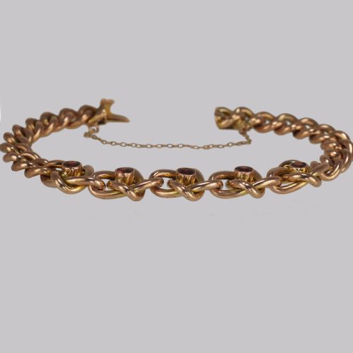 VICTORIAN GARNET KNOT CURB LINK 9CT GOLD BRACELET WITH ANTIQUE BOX CIRCA 1890 - ADDITIONAL PHOTO 5