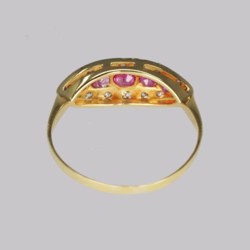 ANTIQUE RUBY OLD CUT DIAMOND RING 18CT GOLD EDWARDIAN ART DECO RING CIRCA 1910 - ADDITIONAL PHOTO 5